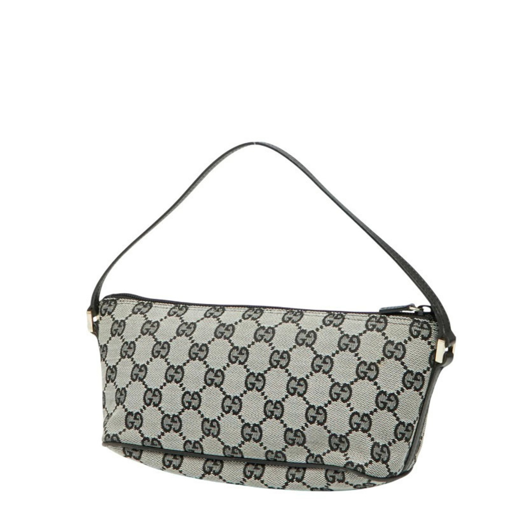 Gucci GG Navy Handbag Blue Canvas Leather Clutch Accessory Blue